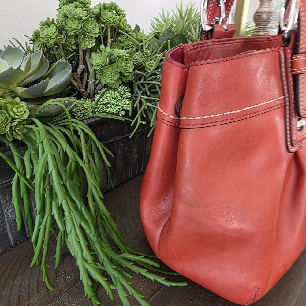 Coach Soho Y2K Pleated Leather Shoulder Bag Large Tote Burnt Orange - Picture 7 of 16